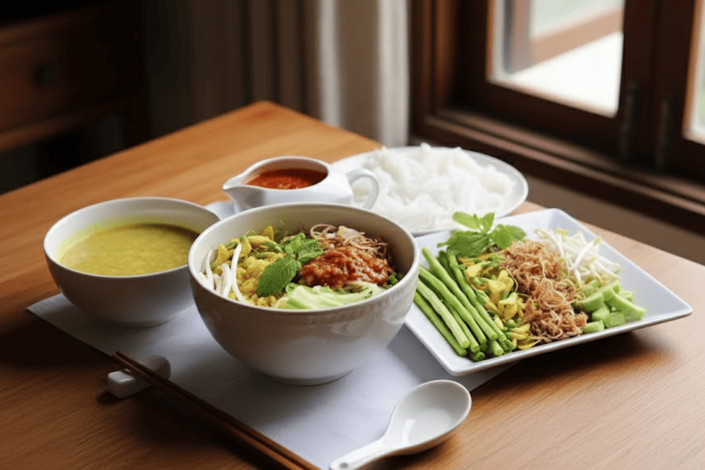 Món bún num bò chóc khá nổi tiếng và mang đậm hương vị đặc trưng của ẩm thực Campuchia